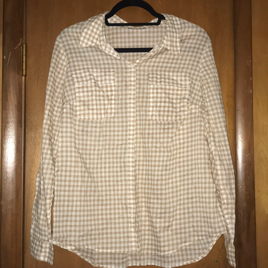 Loft Gingham Button Down Blouse